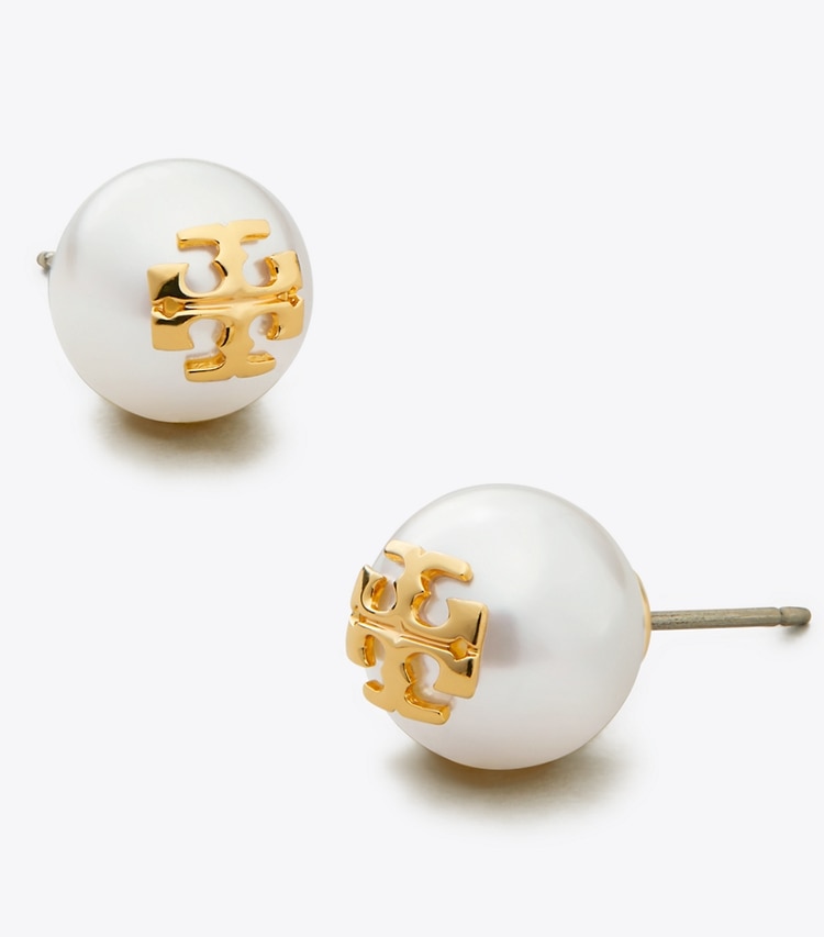 TORY BURCH WOMEN'S KIRA PEARL STUD EARRING - Ivory/Tory Gold