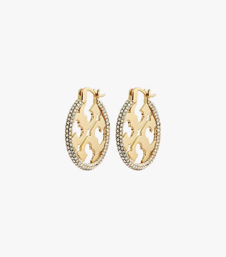 TORY BURCH WOMEN'S MILLER PAVe HOOP EARRING - Tory Gold / Crystal