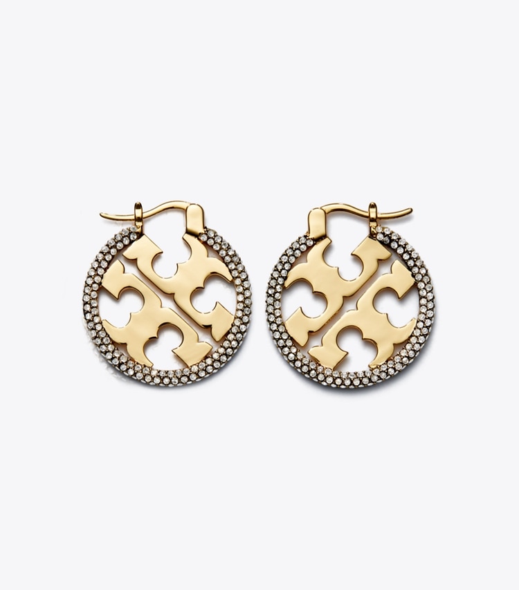 TORY BURCH WOMEN'S MILLER PAVe HOOP EARRING - Tory Gold / Crystal