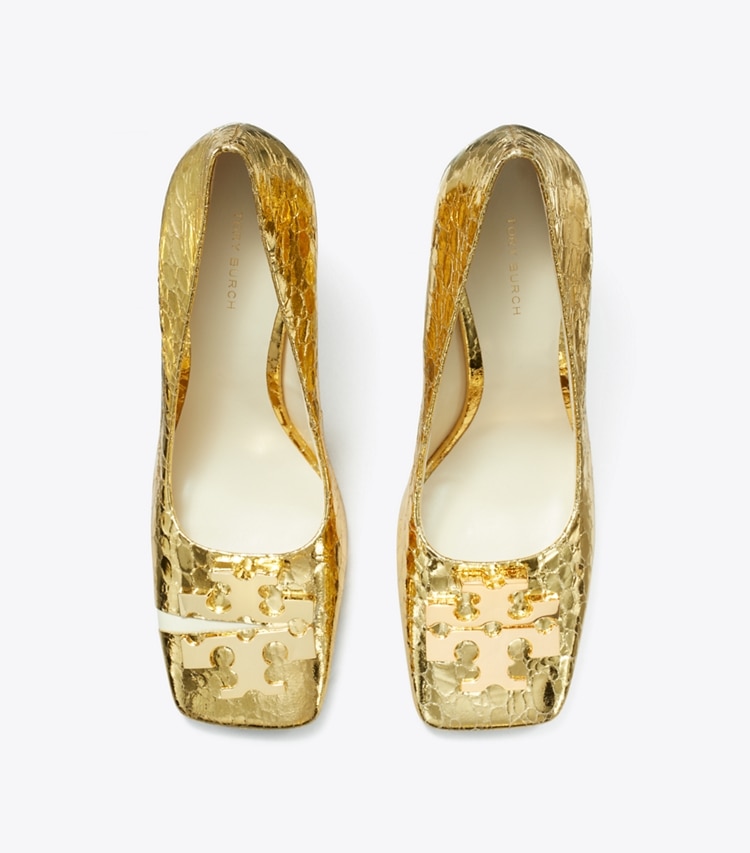 TORY BURCH WOMEN'S SPLIT DOUBLE T PUMP - Gold