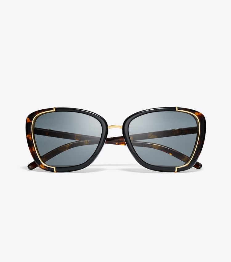 TORY BURCH WOMEN'S ELEANOR CAT-EYE SUNGLASSES - Black/Tortoise/Dark Grey