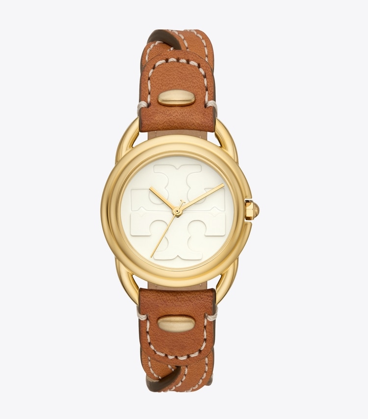 TORY BURCH WOMEN'S MILLER WATCH, LEATHER/GOLD-TONE STAINLESS STEEL - Ivory/Cammello