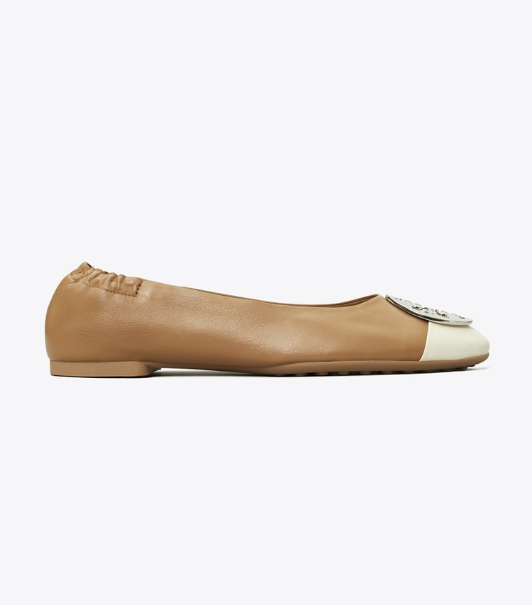 TORY BURCH WOMEN'S CLAIRE CAP-TOE BALLET - Light Cream / Almond Flour