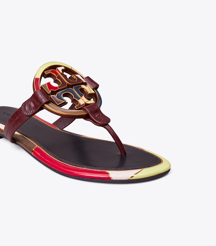 TORY BURCH WOMEN'S MILLER ENAMEL LOGO SANDAL - Plum