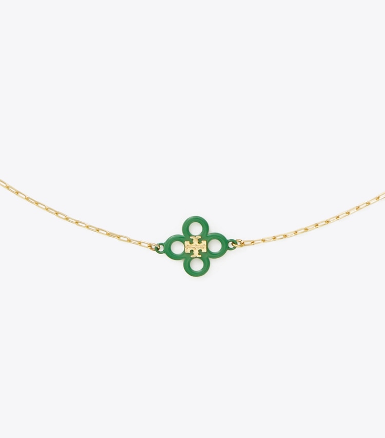 TORY BURCH WOMEN'S KIRA CLOVER ENAMEL NECKLACE - Tory Gold / Multi