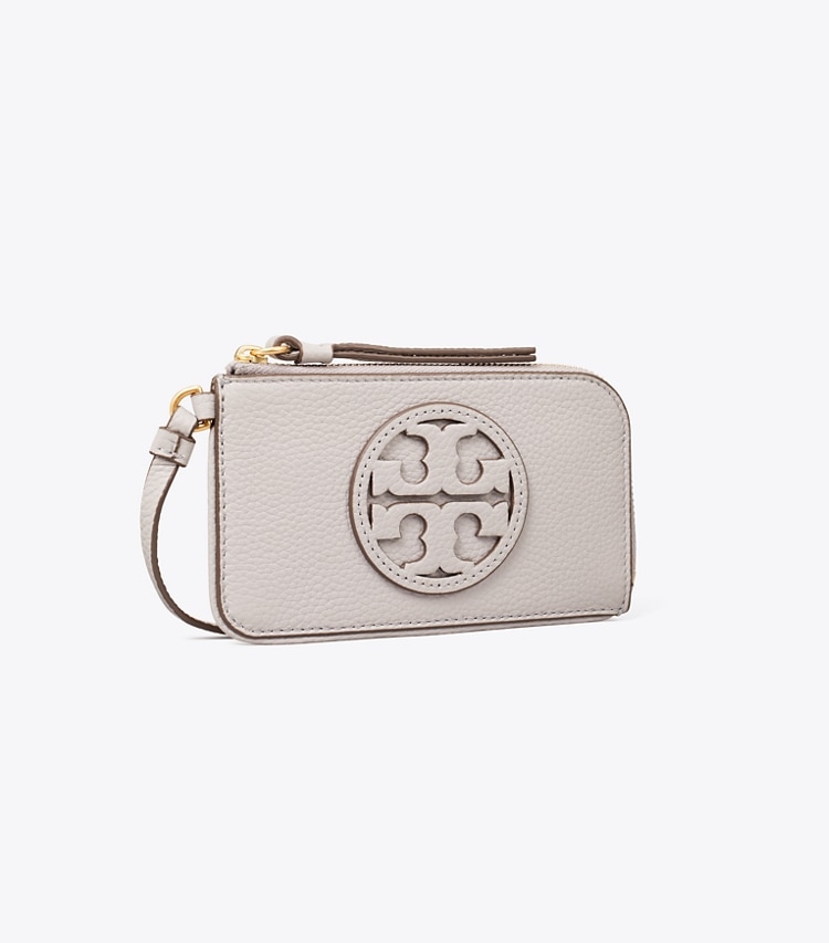 TORY BURCH WOMEN'S MILLER ZIP CARD CASE - Bay Gray - Click Image to Close