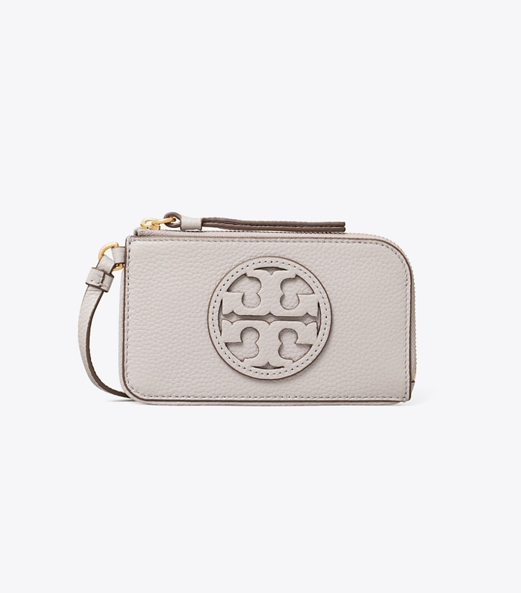 TORY BURCH WOMEN'S MILLER ZIP CARD CASE - Bay Gray