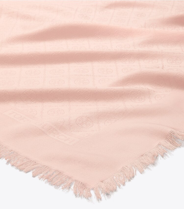 TORY BURCH WOMEN'S T MONOGRAM JACQUARD TRAVELER SCARF - Sea Shell Pink