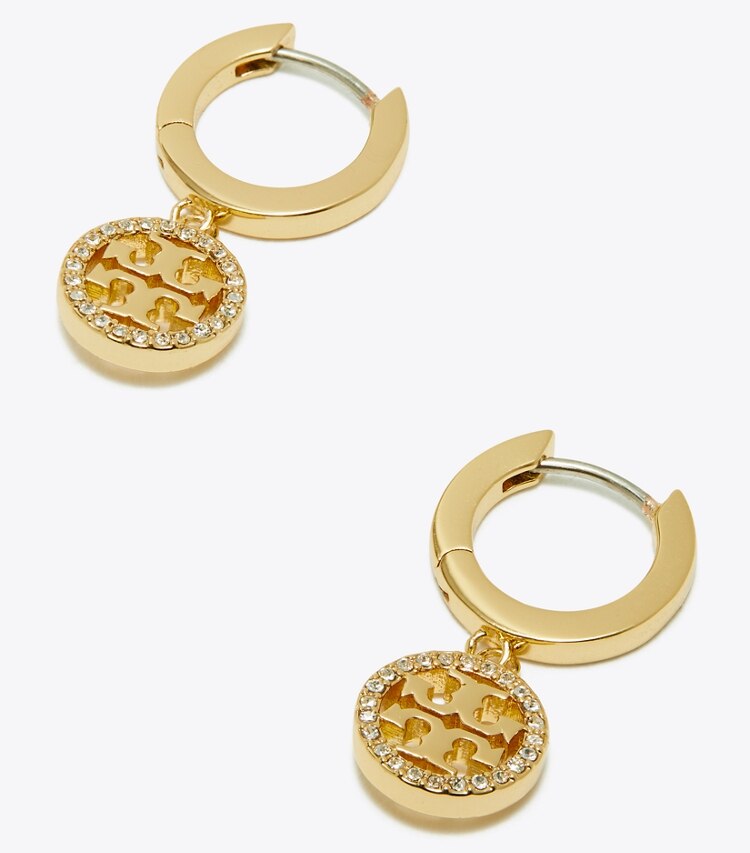 TORY BURCH WOMEN'S MILLER PAVe HOOP EARRING - Tory Gold / Crystal