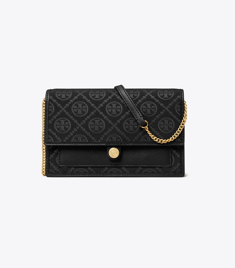 TORY BURCH WOMEN'S T MONOGRAM CHAIN WALLET - Black