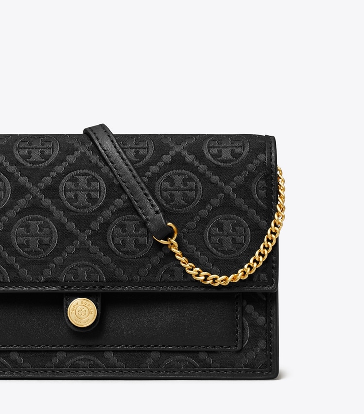 TORY BURCH WOMEN'S T MONOGRAM CHAIN WALLET - Black