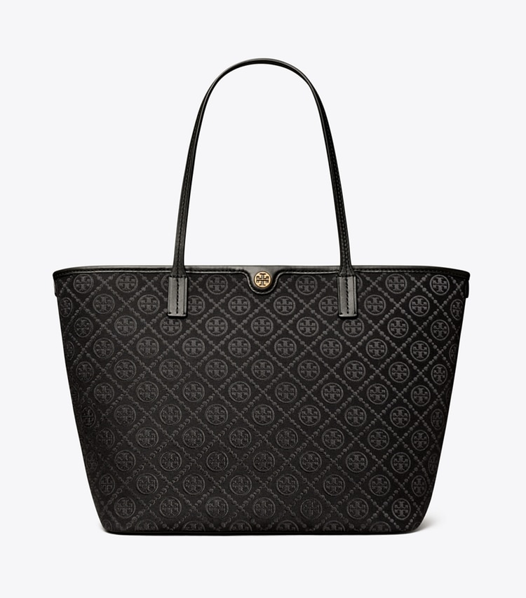 TORY BURCH WOMEN'S T MONOGRAM ZIP TOTE - Black