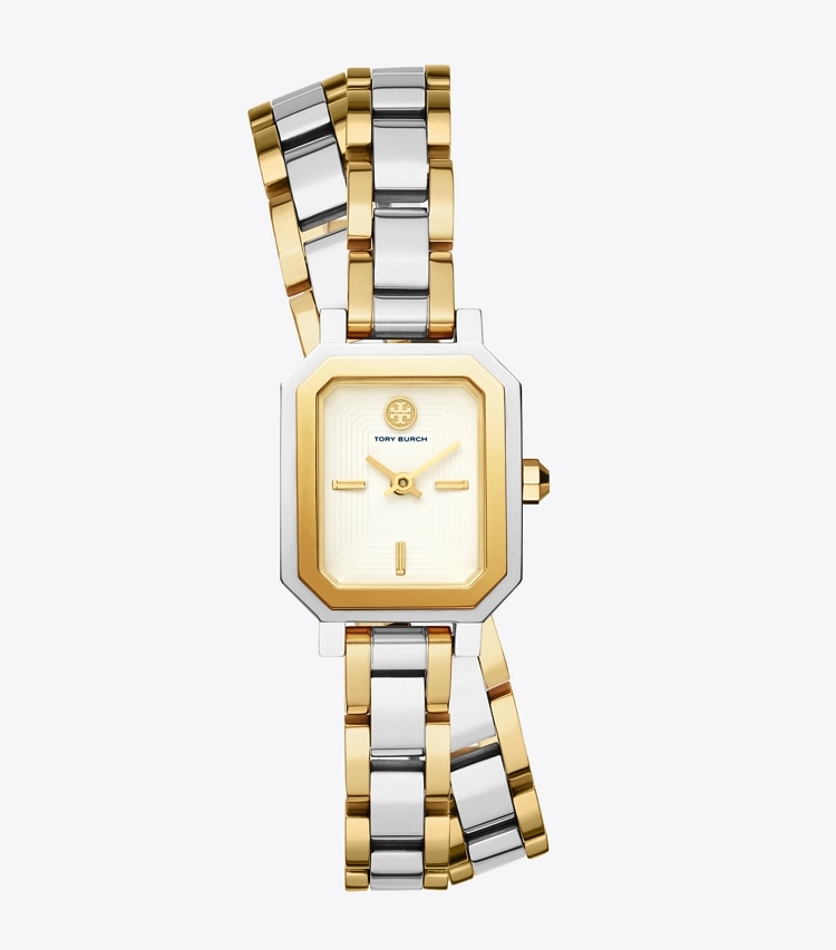 TORY BURCH WOMEN'S ROBINSON MINI WATCH, TWO-TONE GOLD/STAINLESS STEEL - Silver/Gold/Ivory