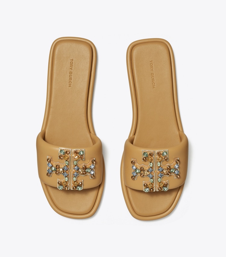 TORY BURCH WOMEN'S DOUBLE T CRYSTAL SPORT SLIDE - Ginger Shortbread