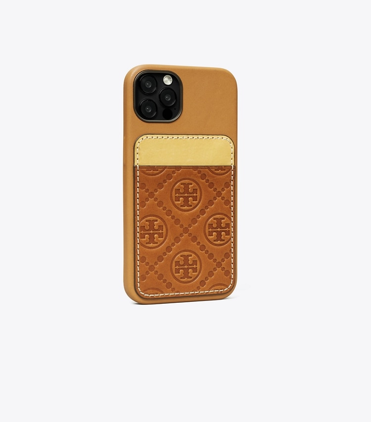 TORY BURCH WOMEN'S T MONOGRAM CARD POCKET PHONE CASE - Classic Cuoio