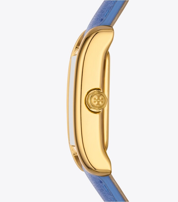 TORY BURCH WOMEN'S MINI ELEANOR WATCH, LEATHER/GOLD-TONE STAINLESS STEEL - Cobalt