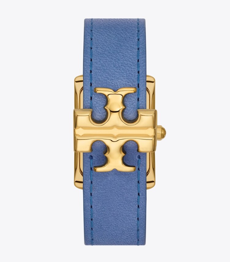 TORY BURCH WOMEN'S MINI ELEANOR WATCH, LEATHER/GOLD-TONE STAINLESS STEEL - Cobalt