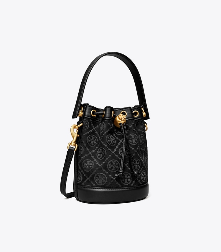 TORY BURCH WOMEN'S MINI T MONOGRAM BUCKET BAG - Black