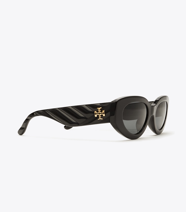 TORY BURCH WOMEN'S KIRA CAT-EYE SUNGLASSES - Black/Solid Grey