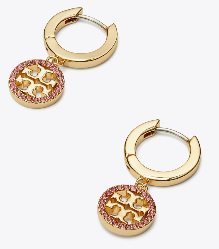 TORY BURCH WOMEN'S MILLER PAVe HOOP EARRING - Tory Gold / Ruby