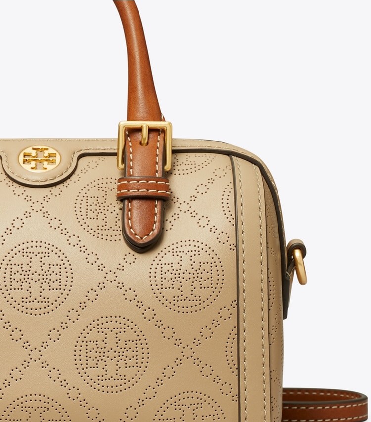 TORY BURCH WOMEN'S T MONOGRAM PERFORATED MINI BARREL BAG - Almond Flour