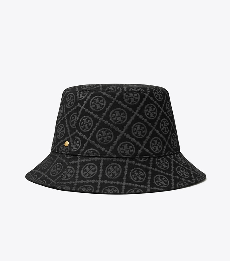 TORY BURCH WOMEN'S T MONOGRAM BUCKET HAT - Black - Click Image to Close