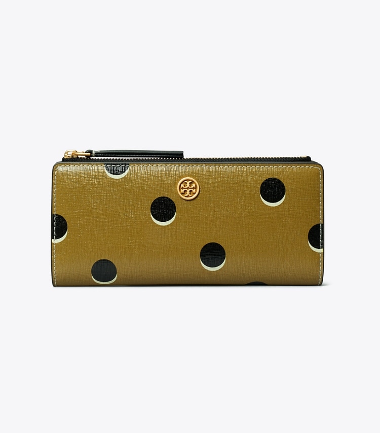 TORY BURCH WOMEN'S ROBINSON DOTTED ZIP SLIM WALLET - Taupe Loop Dot