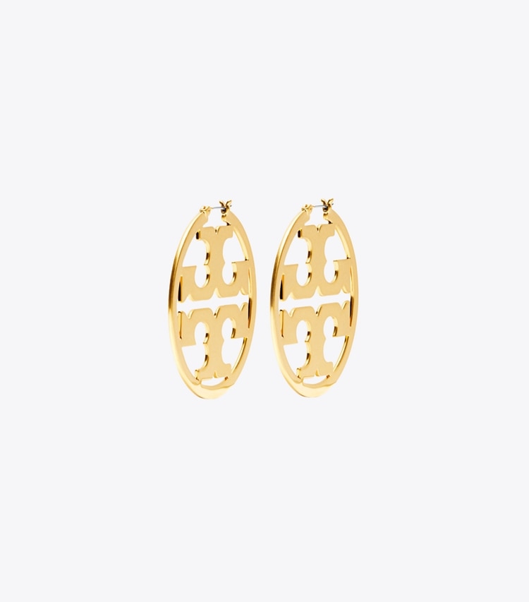 TORY BURCH WOMEN'S MILLER HOOP EARRING - Tory Gold - Click Image to Close