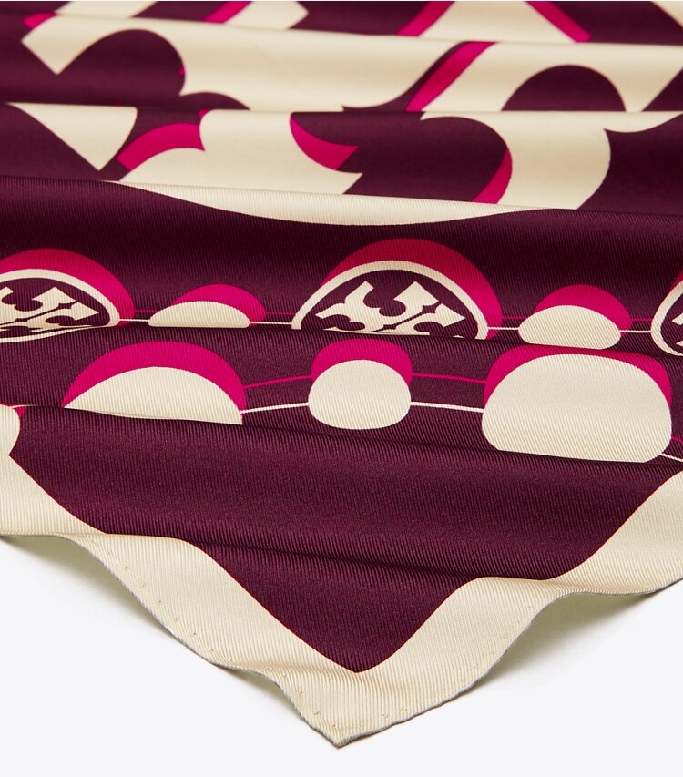 TORY BURCH WOMEN'S T MONOGRAM SILK NECKERCHIEF - Evening Wine