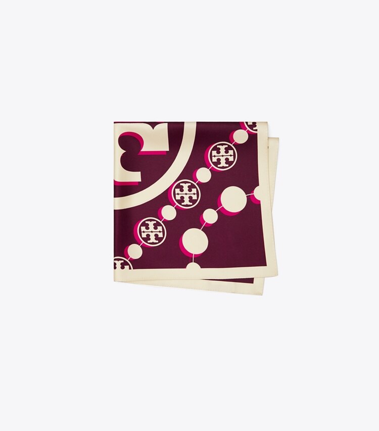 TORY BURCH WOMEN'S T MONOGRAM SILK NECKERCHIEF - Evening Wine