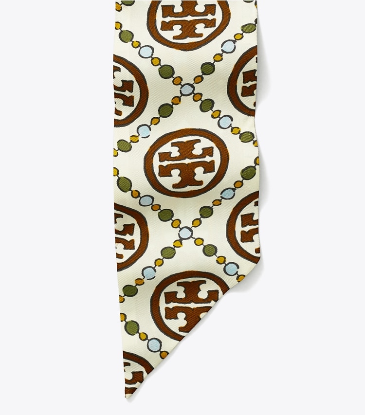 TORY BURCH WOMEN'S T MONOGRAM RIBBON TIE - Olive