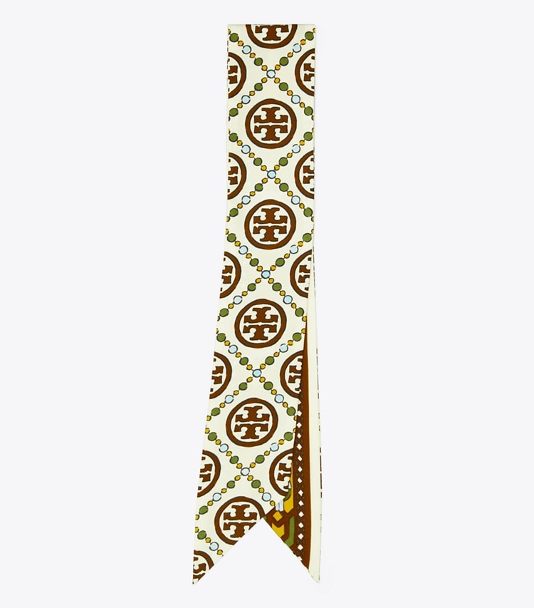 TORY BURCH WOMEN'S T MONOGRAM RIBBON TIE - Olive