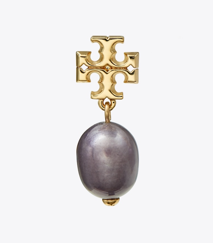 TORY BURCH WOMEN'S KIRA PEARL DROP EARRING - Tory Gold / Dark Purple