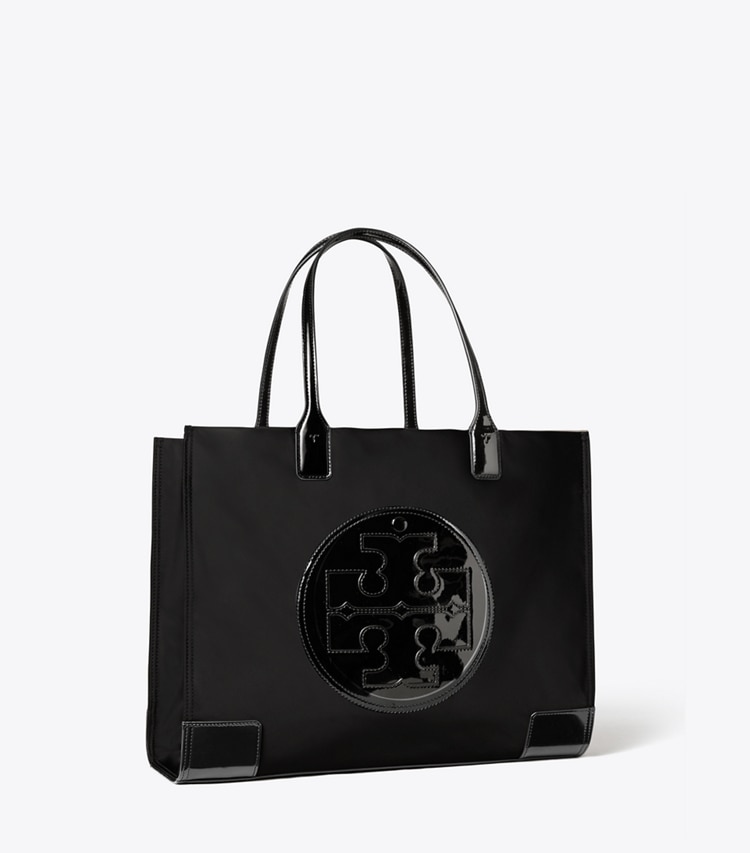 TORY BURCH WOMEN'S SMALL ELLA PATENT TOTE BAG - Black