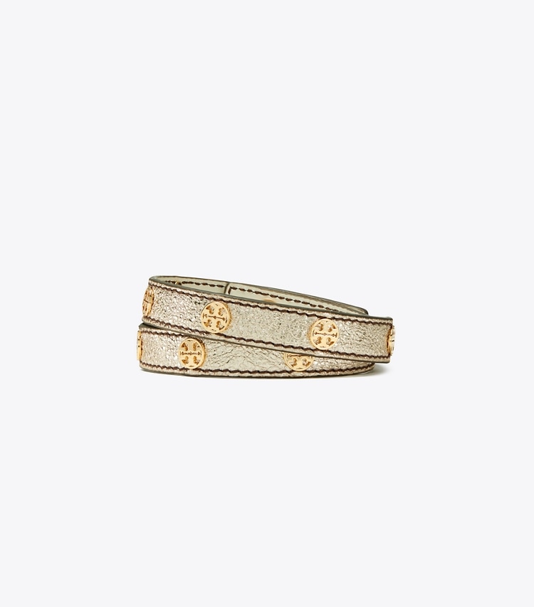 TORY BURCH WOMEN'S MILLER DOUBLE-WRAP BRACELET - Tory Gold / White Gold