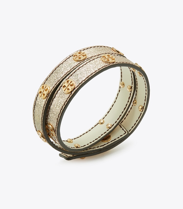 TORY BURCH WOMEN'S MILLER DOUBLE-WRAP BRACELET - Tory Gold / White Gold