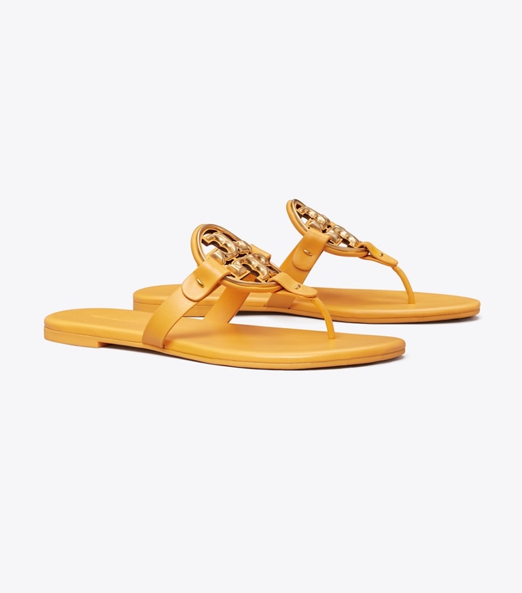 TORY BURCH WOMEN'S MILLER SOFT METAL LOGO SANDAL - Peachy - Click Image to Close