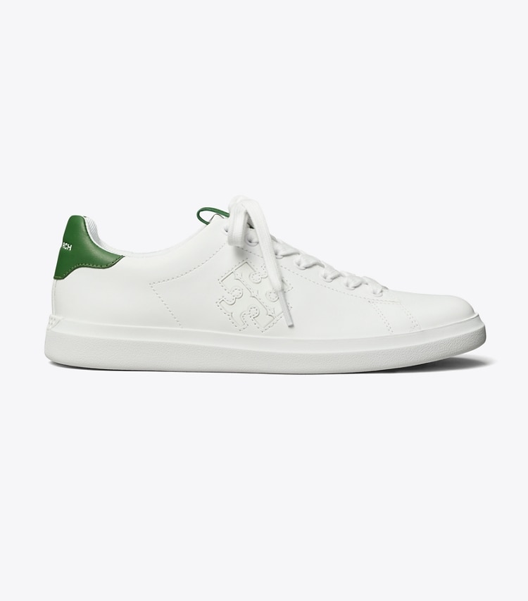 TORY BURCH WOMEN'S DOUBLE T HOWELL COURT SNEAKER - White / Arugula Green