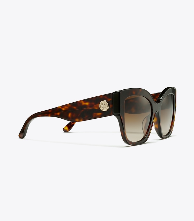 TORY BURCH WOMEN'S OVERSIZED CAT-EYE SUNGLASSES - Dark Tortoise/Brown Gradient