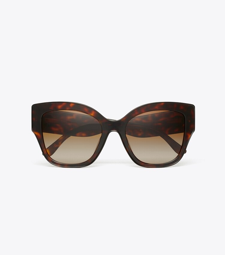 TORY BURCH WOMEN'S OVERSIZED CAT-EYE SUNGLASSES - Dark Tortoise/Brown Gradient