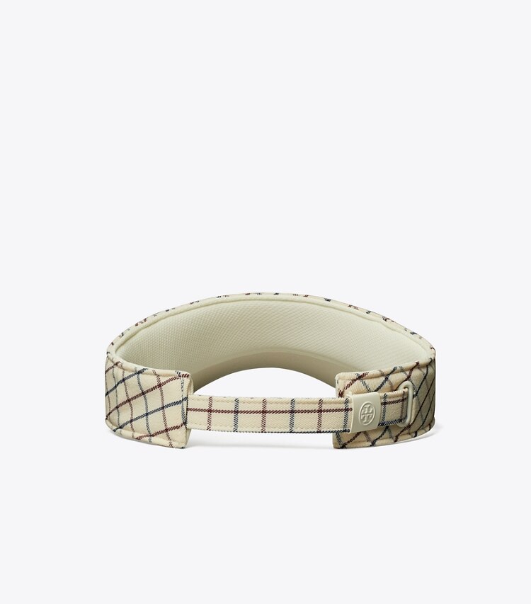 TORY BURCH WOMEN'S PRINTED ADJUSTABLE PERFORMANCE VISOR - Winetasting Mini Plaid