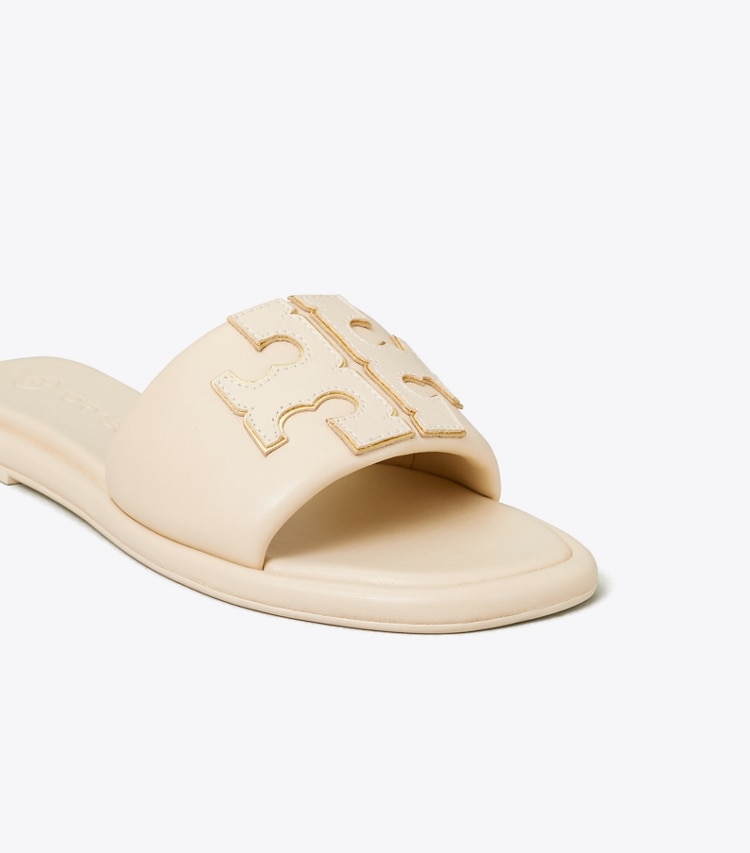 TORY BURCH WOMEN'S DOUBLE T SPORT SLIDE - Dulce De Leche / Gold