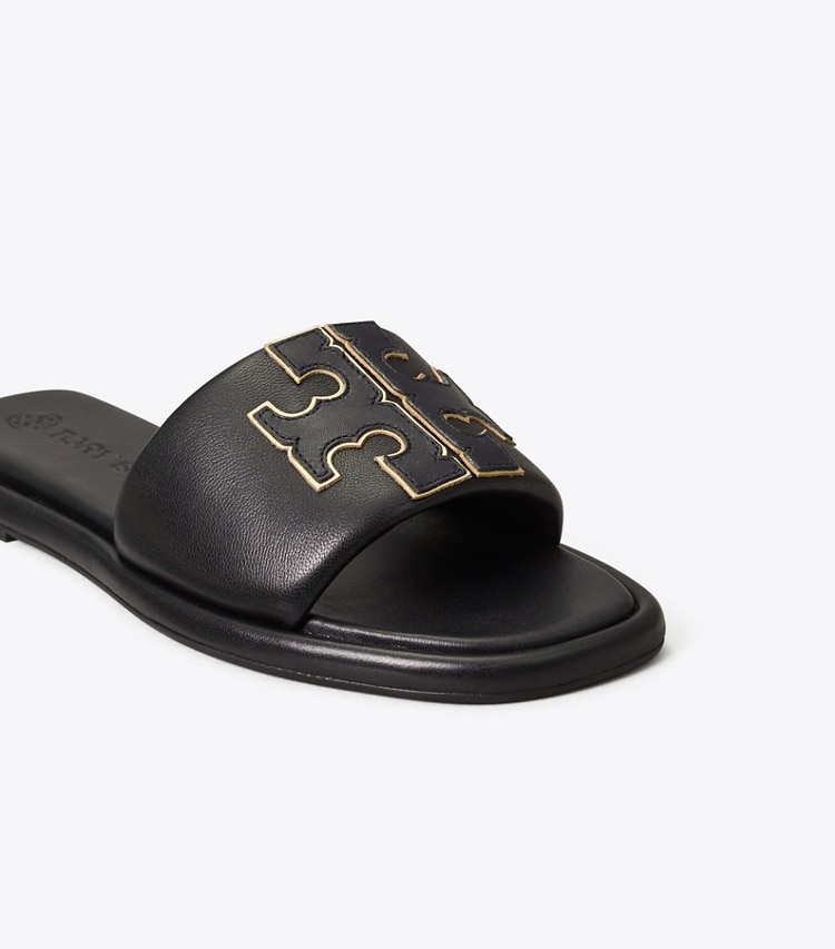 TORY BURCH WOMEN'S DOUBLE T SPORT SLIDE - Perfect Black / Gold