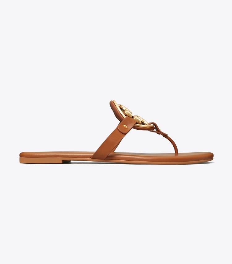 TORY BURCH WOMEN'S MILLER SOFT METAL LOGO SANDAL - Bourbon Miele