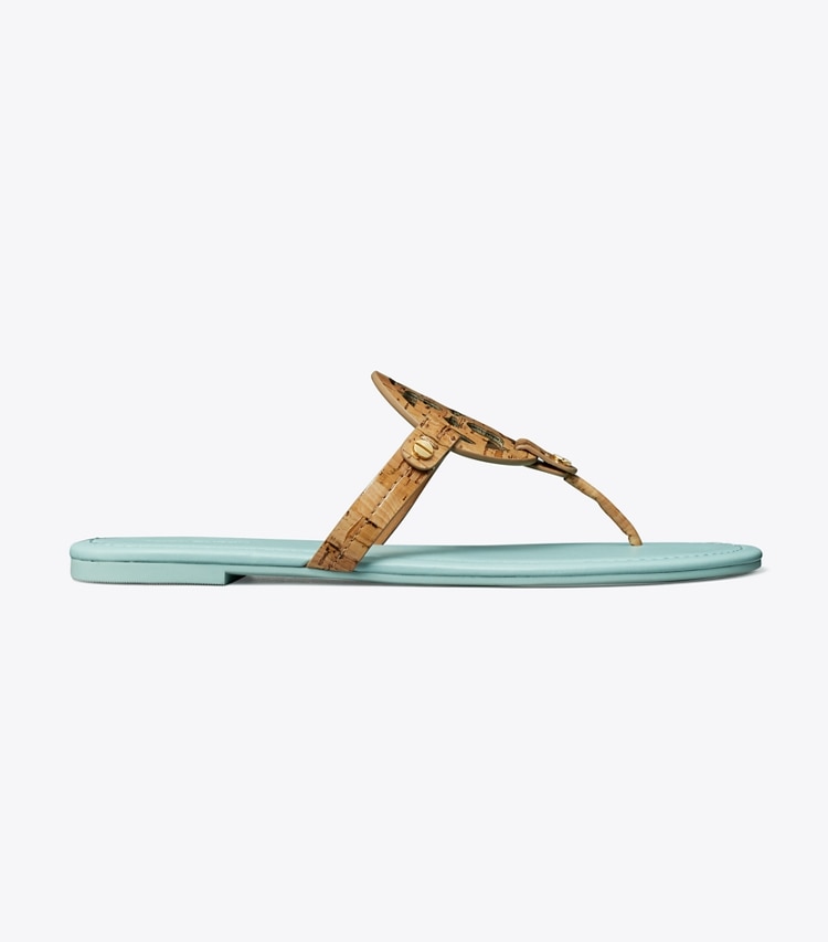 TORY BURCH WOMEN'S MILLER PATENT CORK SANDAL - Natural / Sea Bubble