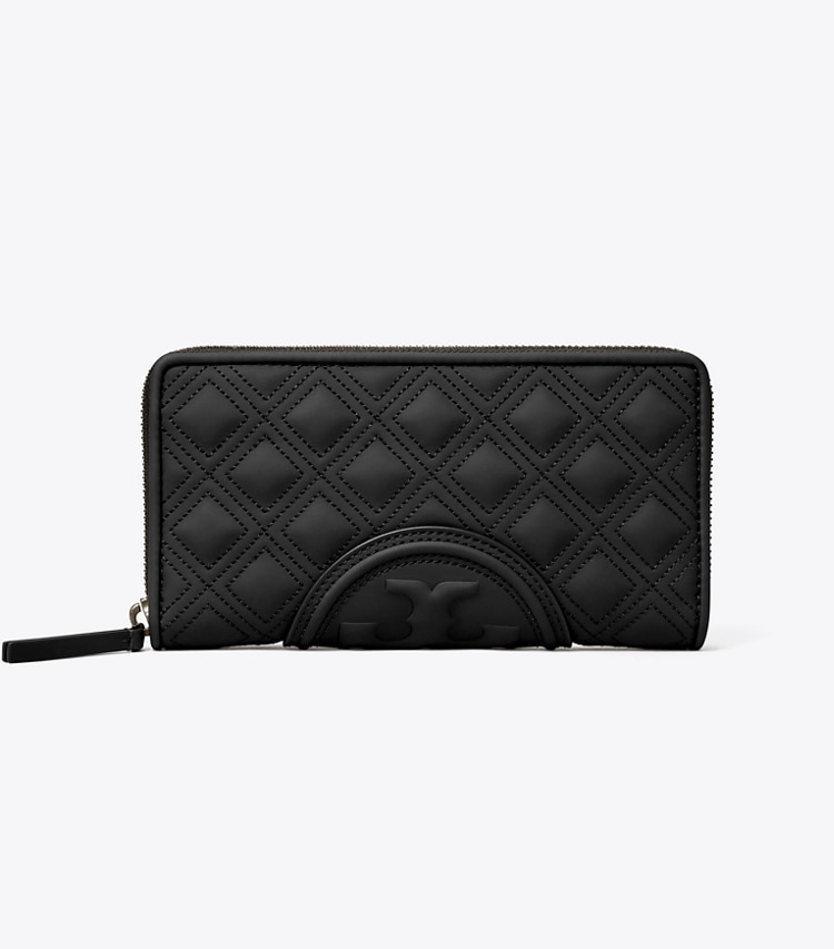 TORY BURCH WOMEN'S FLEMING SOFT MATTE ZIP CONTINENTAL WALLET - Black / Black