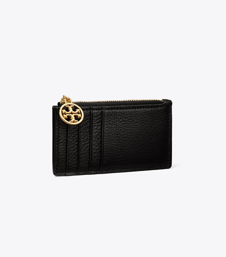 TORY BURCH WOMEN'S MILLER TOP-ZIP CARD CASE - Black - Click Image to Close