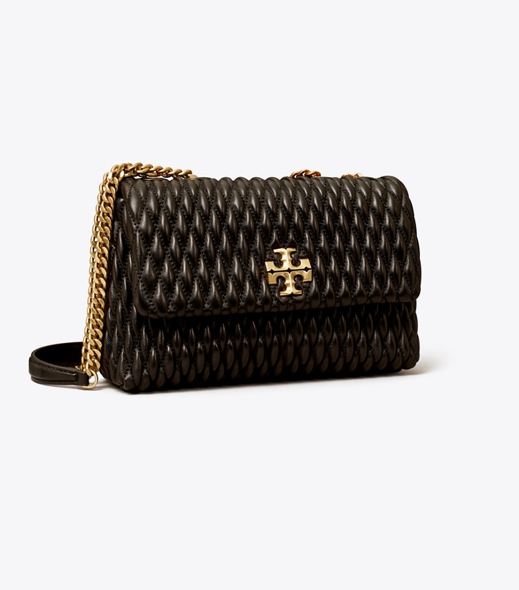 TORY BURCH WOMEN'S SMALL KIRA RUCHED CONVERTIBLE SHOULDER BAG - Black / Gold