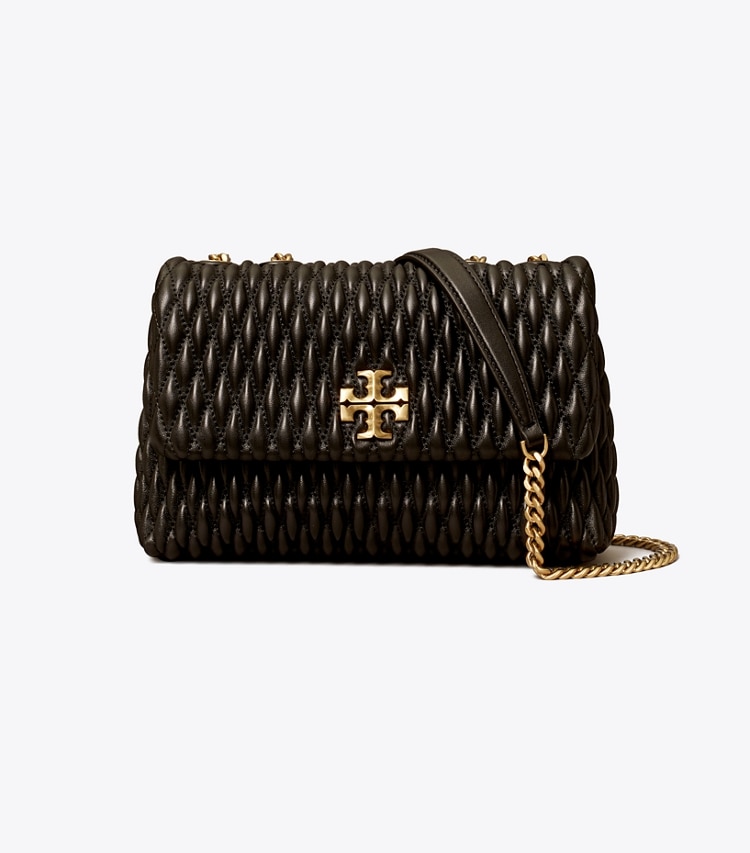 TORY BURCH WOMEN'S SMALL KIRA RUCHED CONVERTIBLE SHOULDER BAG - Black / Gold