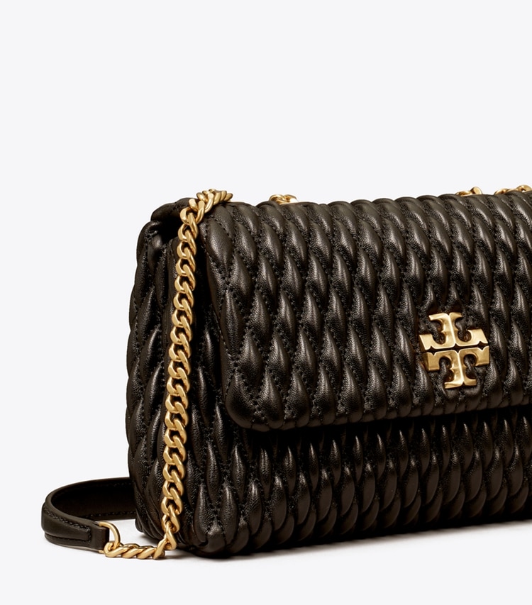 TORY BURCH WOMEN'S SMALL KIRA RUCHED CONVERTIBLE SHOULDER BAG - Black / Gold